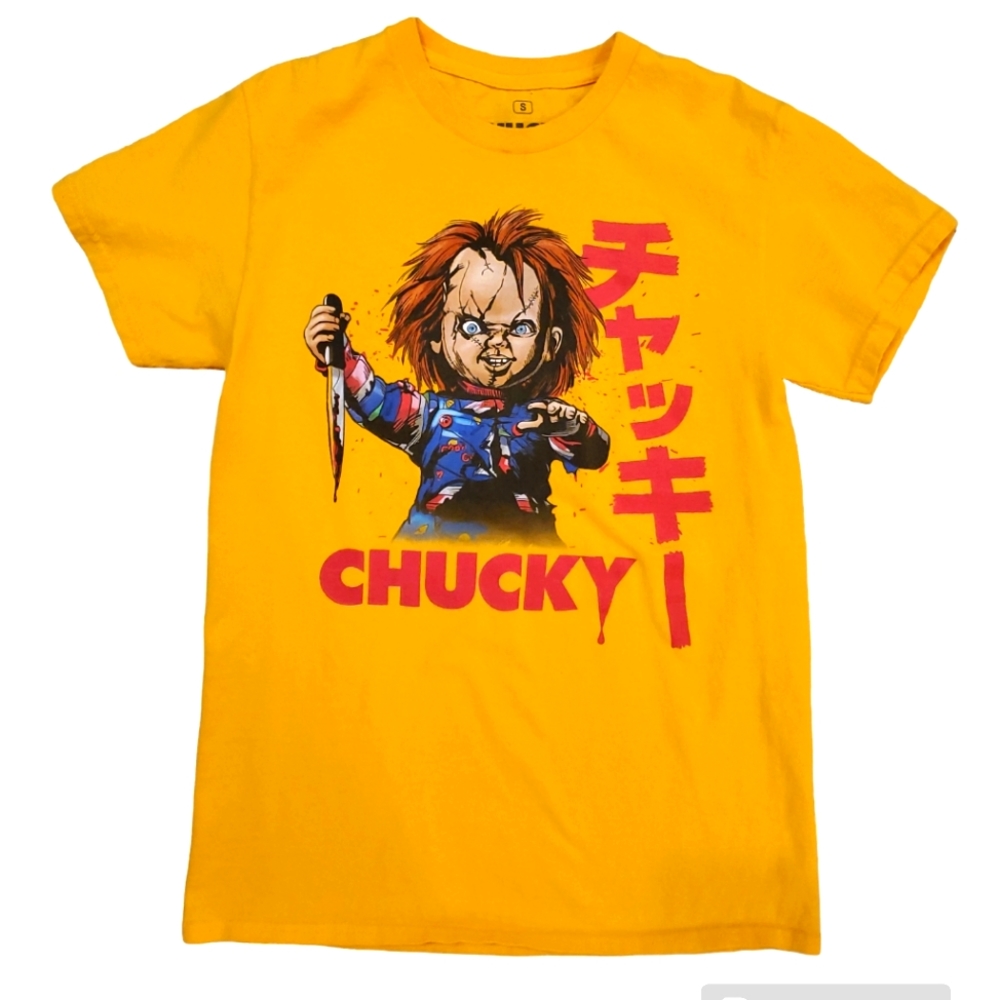 Chucky Adult Yellow Japanese Slasher Child's Play short Sleeve T-Shirt Small